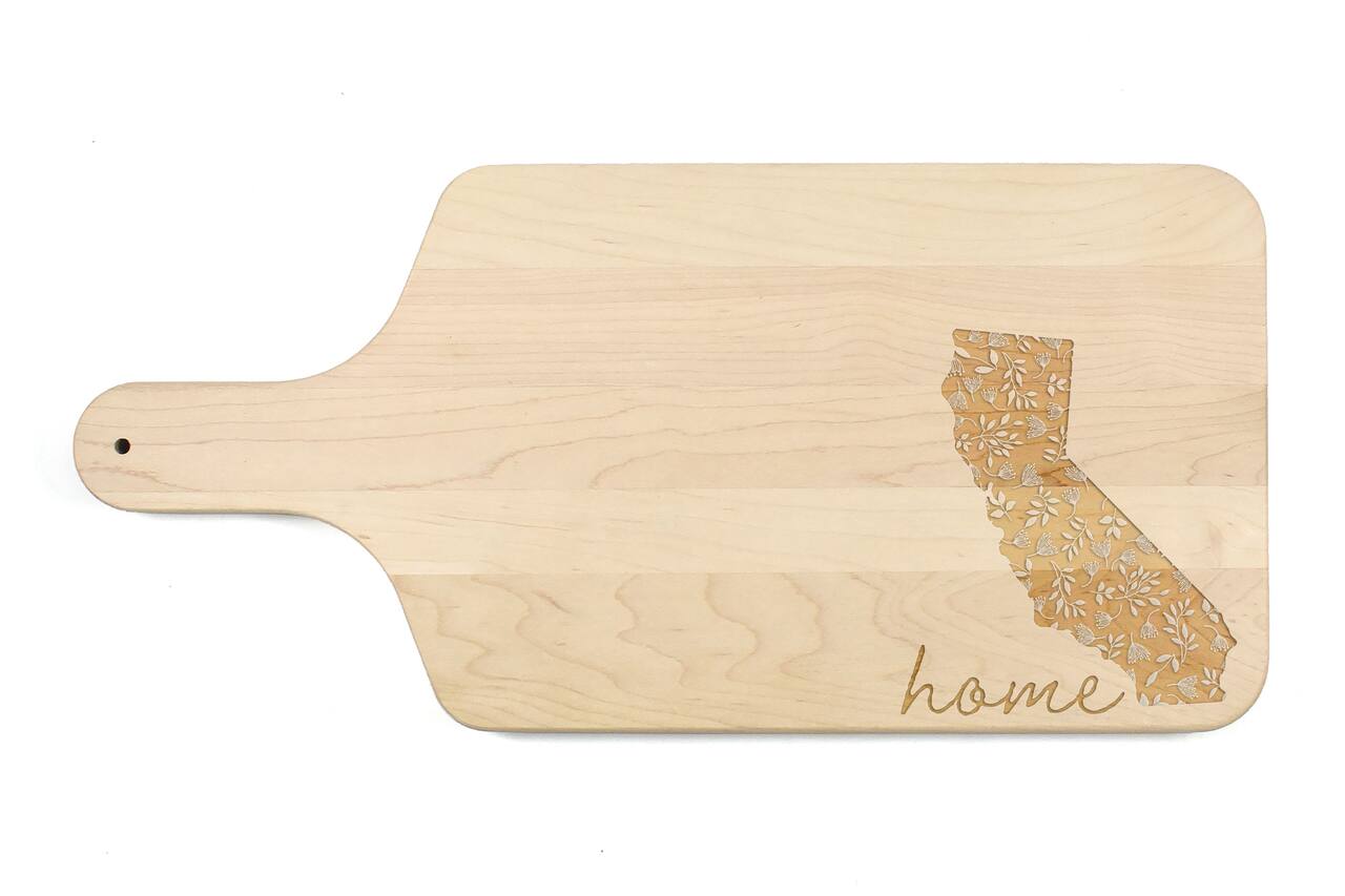 17" Floral Home State Maple Paddle Cutting Board